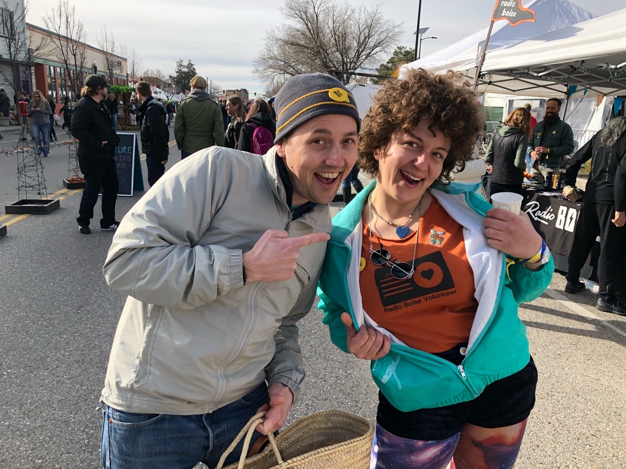Proud Radio Boise volunteers Remy and Molly repping!